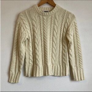 J Crew Cable Knit Sweater Medium Ivory